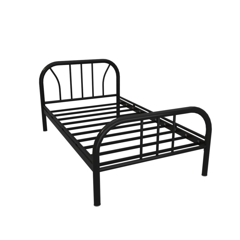 Rounded corners and vertical bars of the Royal metal cot