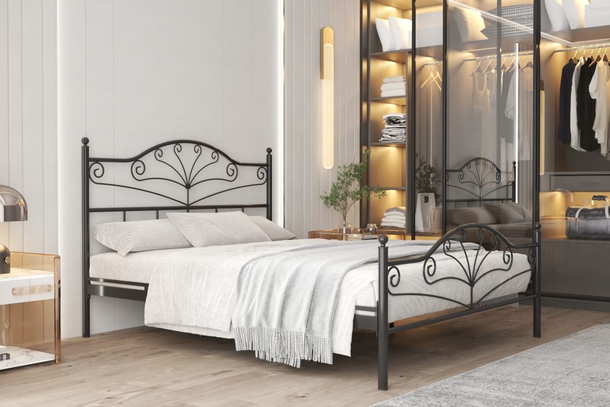 Acelya Boutique Metal Bed - Angled View