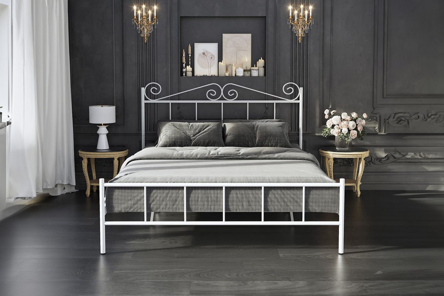 Paris contract bed headboard curves