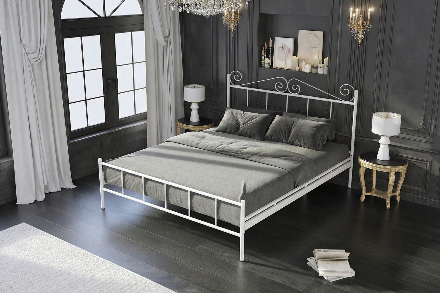 Romantic hotel metal bed frame design