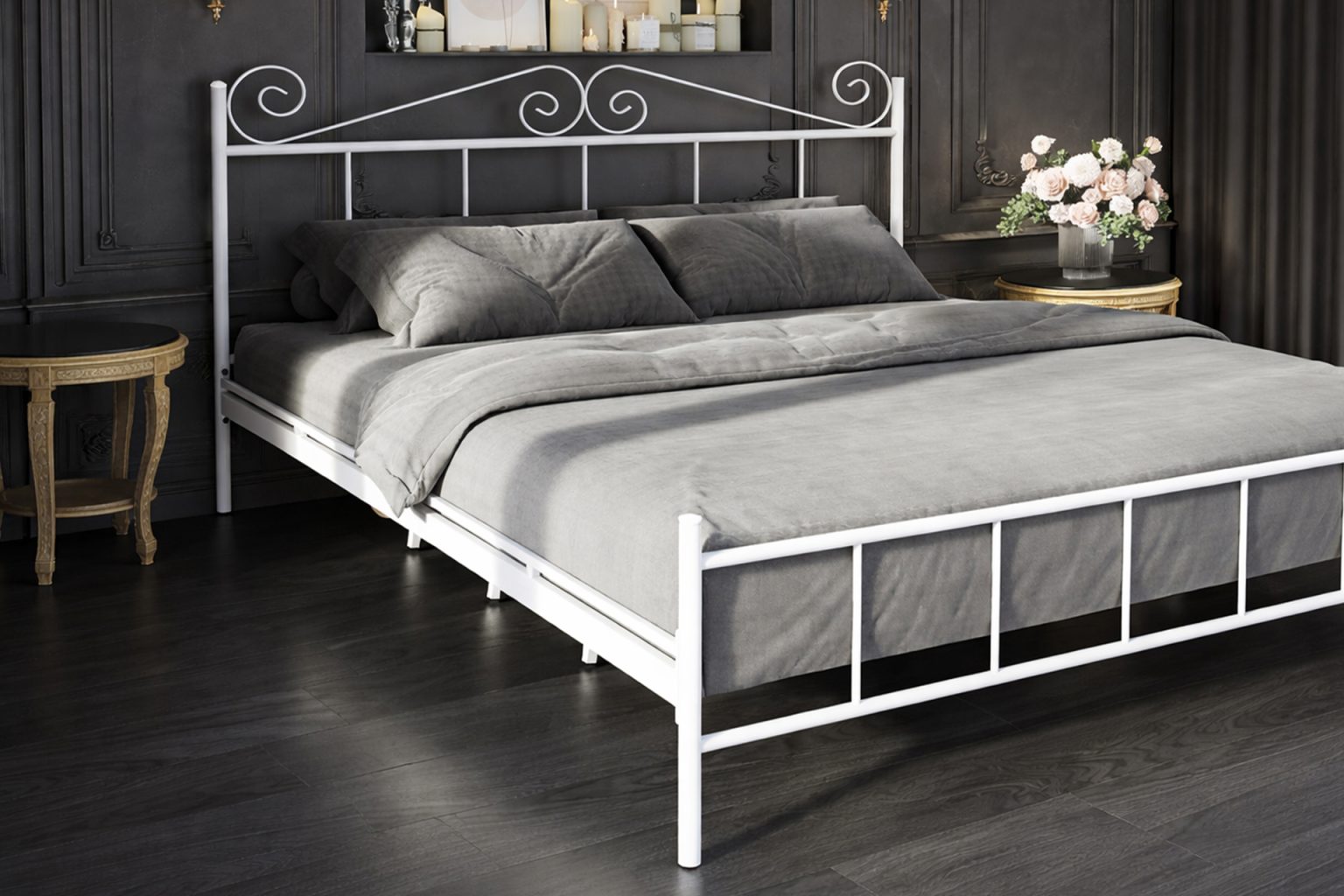 Paris vintage style commercial metal bed frame