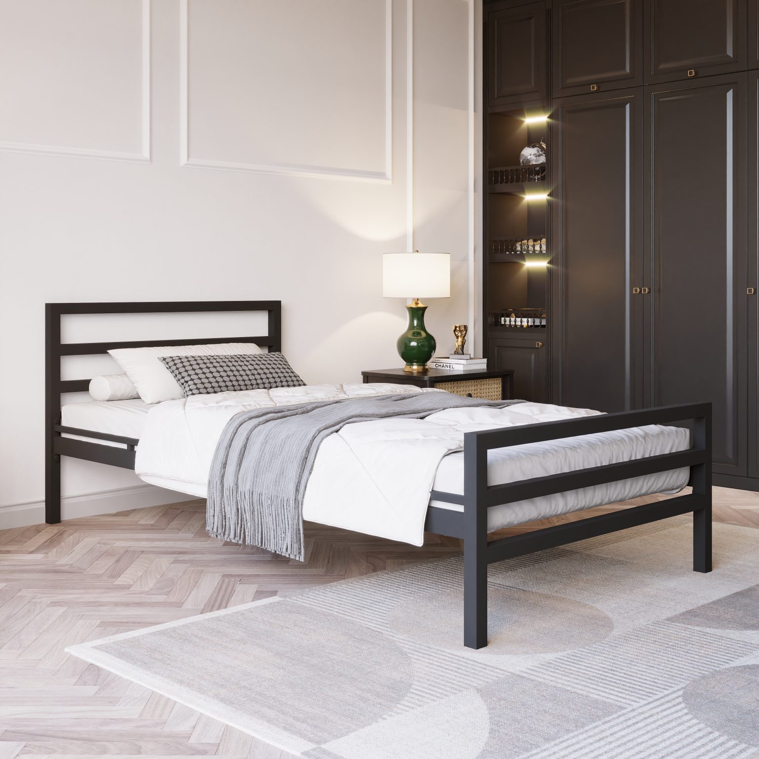 Petra modern industrial metal bed frame square profile