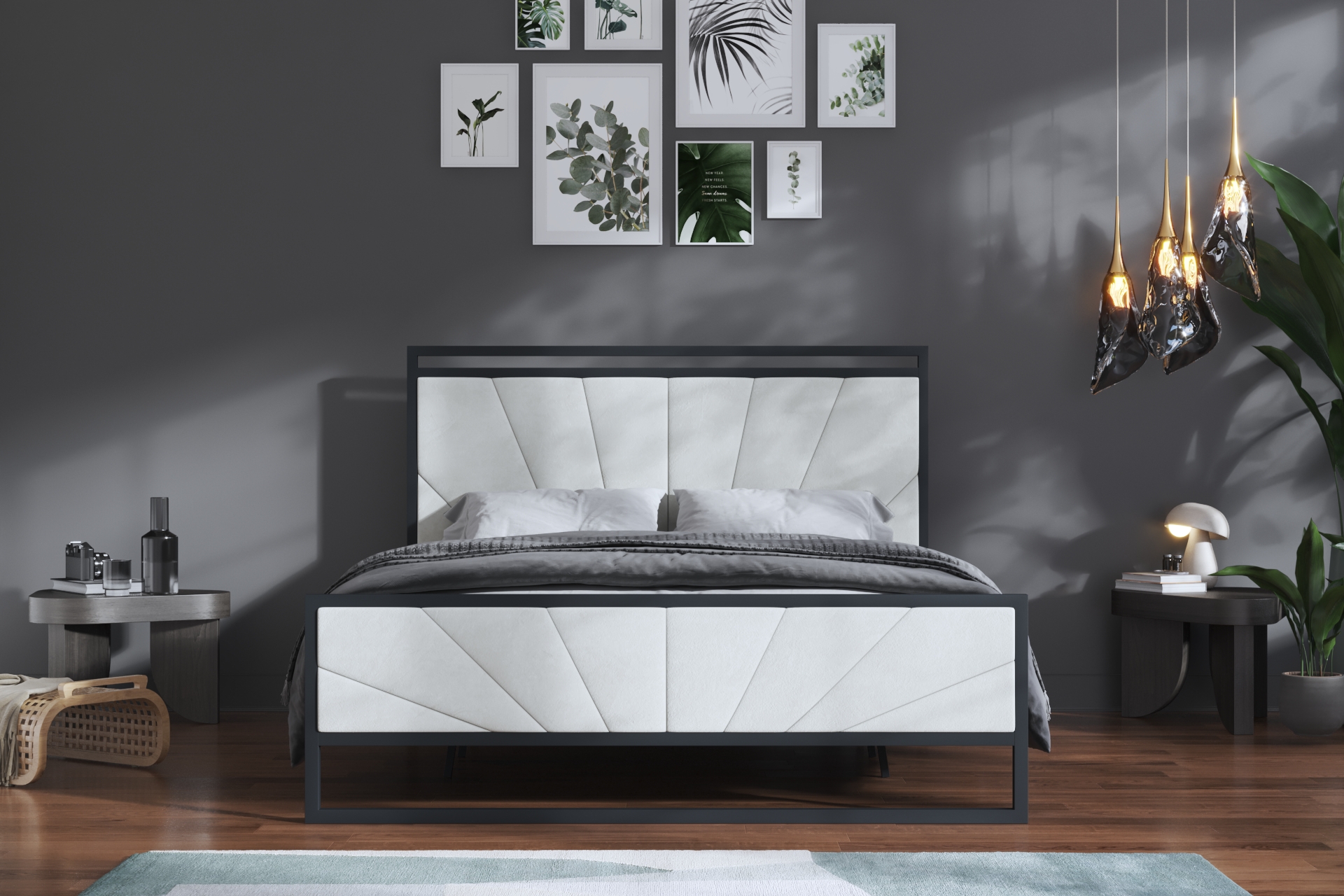 Doka fan-shaped fabric headboard