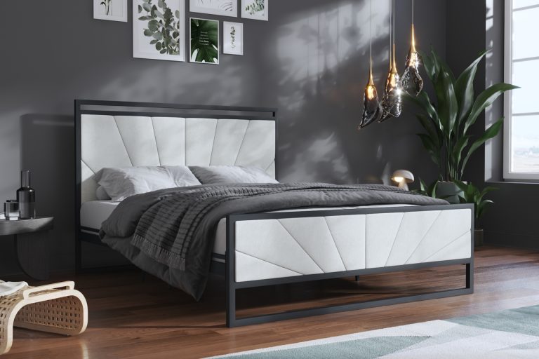 Doka upholstered boutique hotel metal bed main view