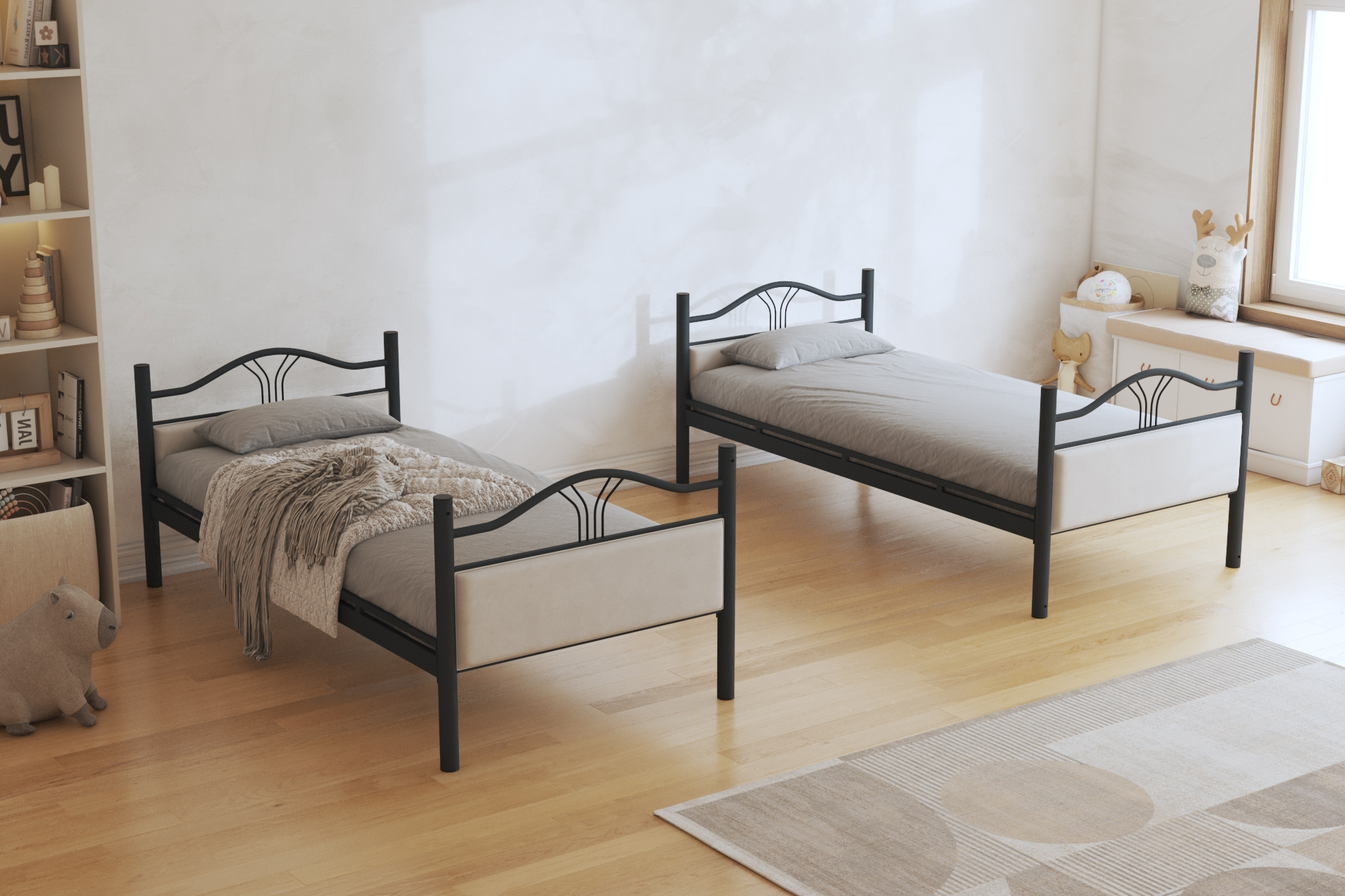 Angled view with mattress