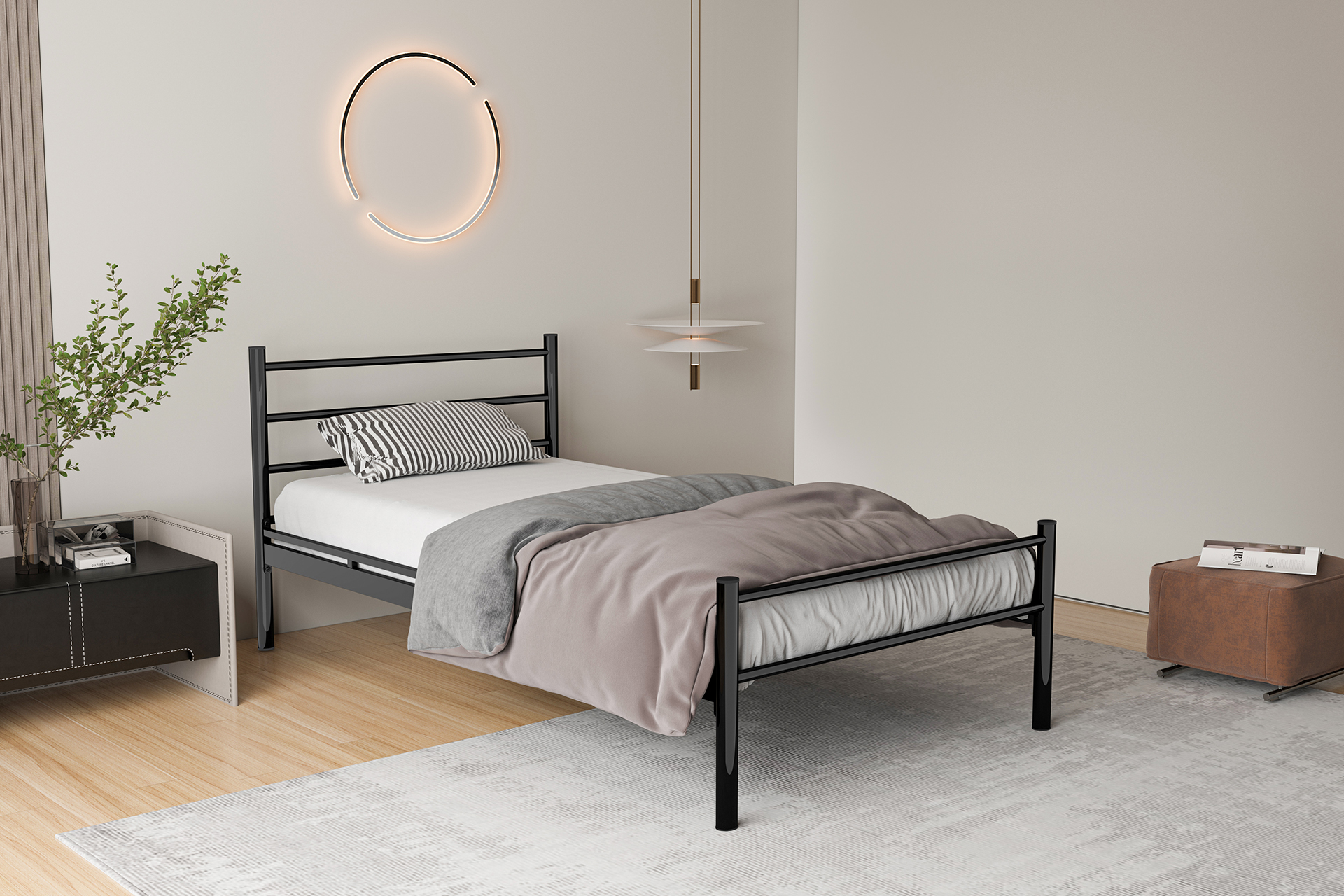 Ekol black commercial single metal bed