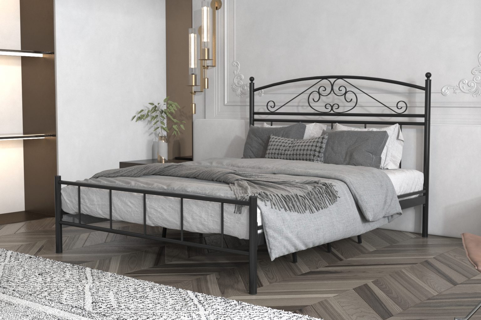 Gizem black wrought iron boutique hotel bed