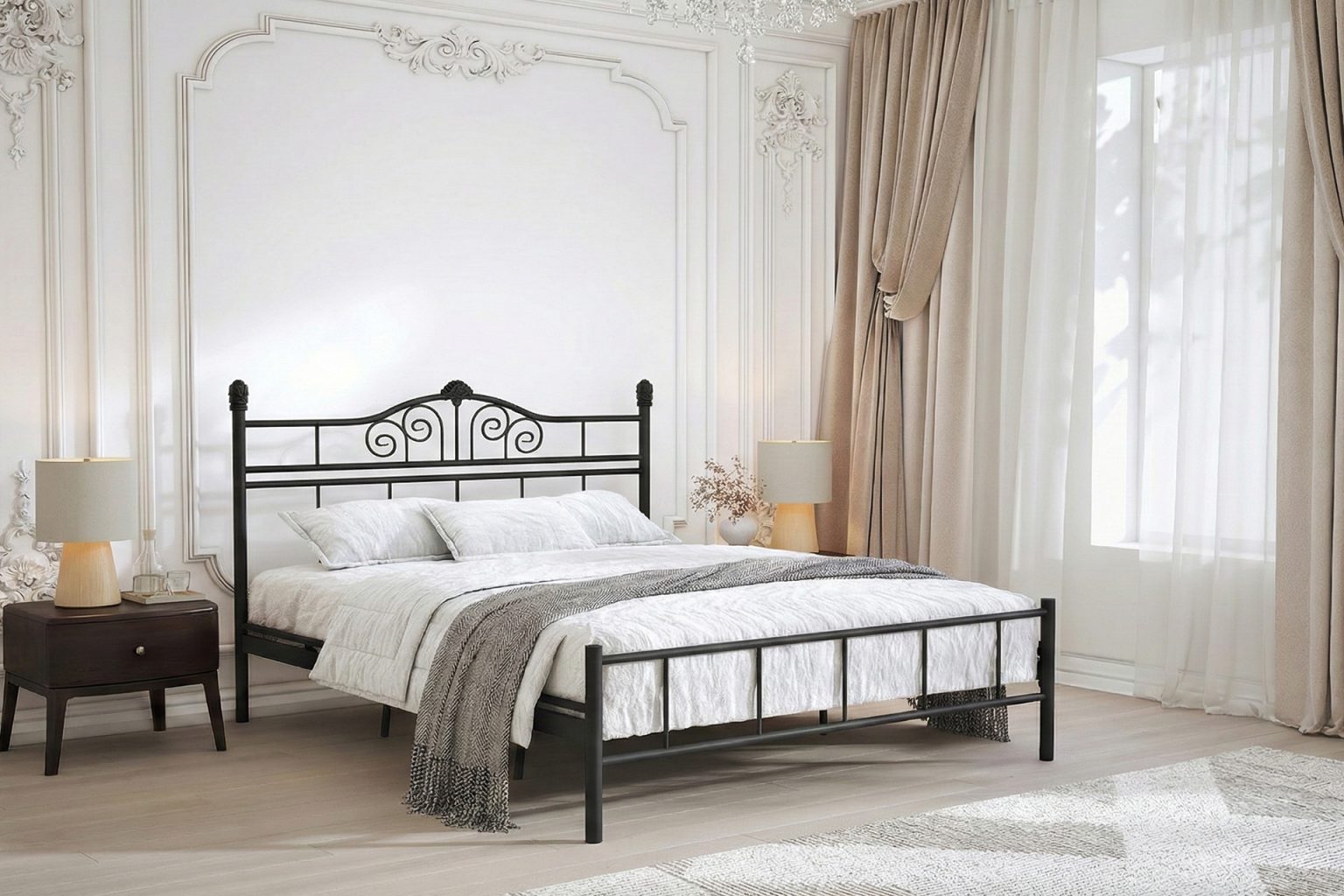 King classic wrought iron style hotel bed