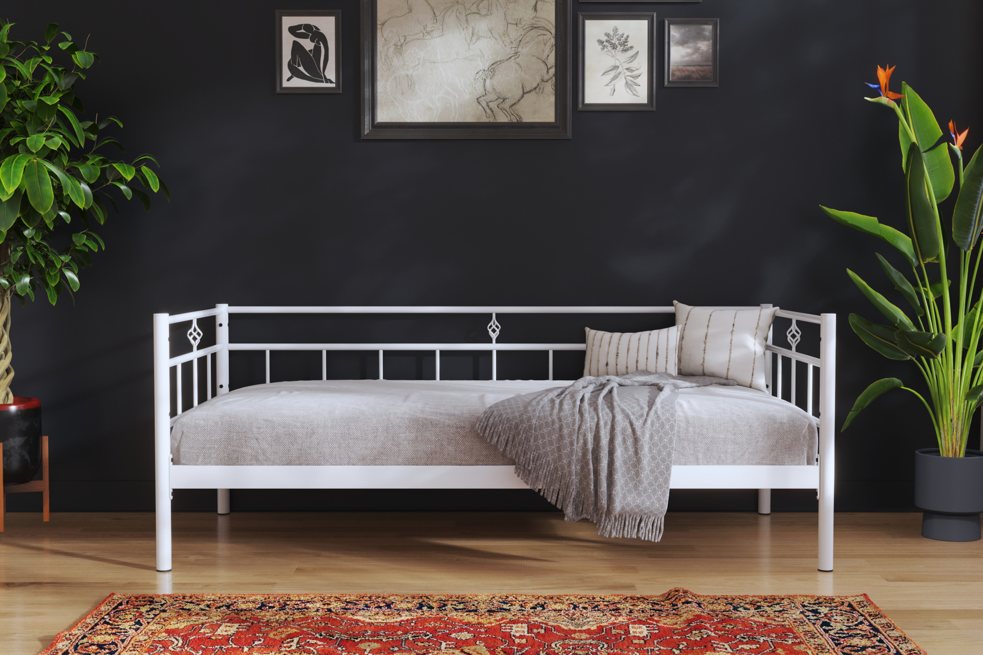 Koza white commercial metal daybed sofa in elegant room