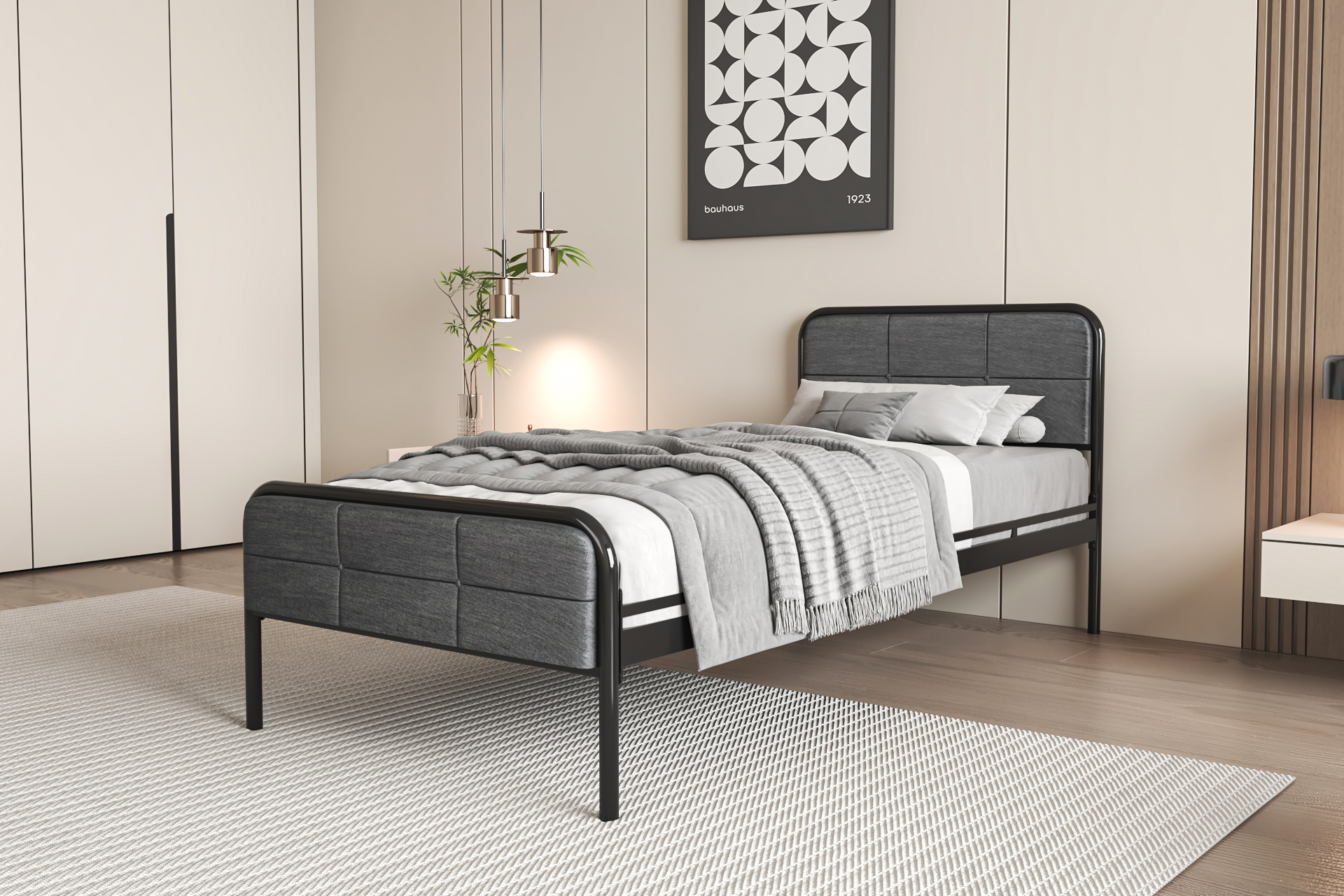 Madison upholstered metal hotel bed
