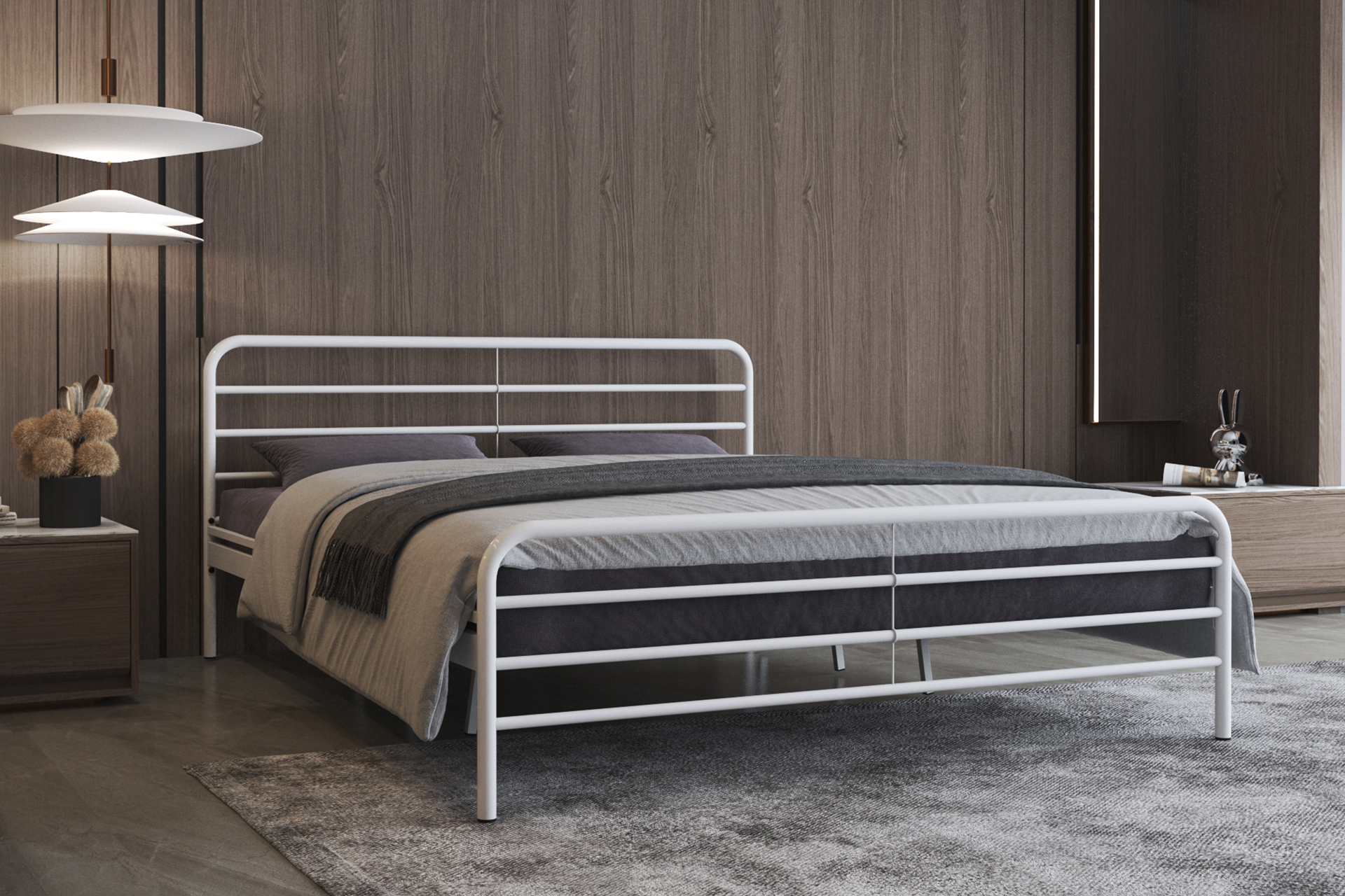 Milas white horizontal bar hostel bed