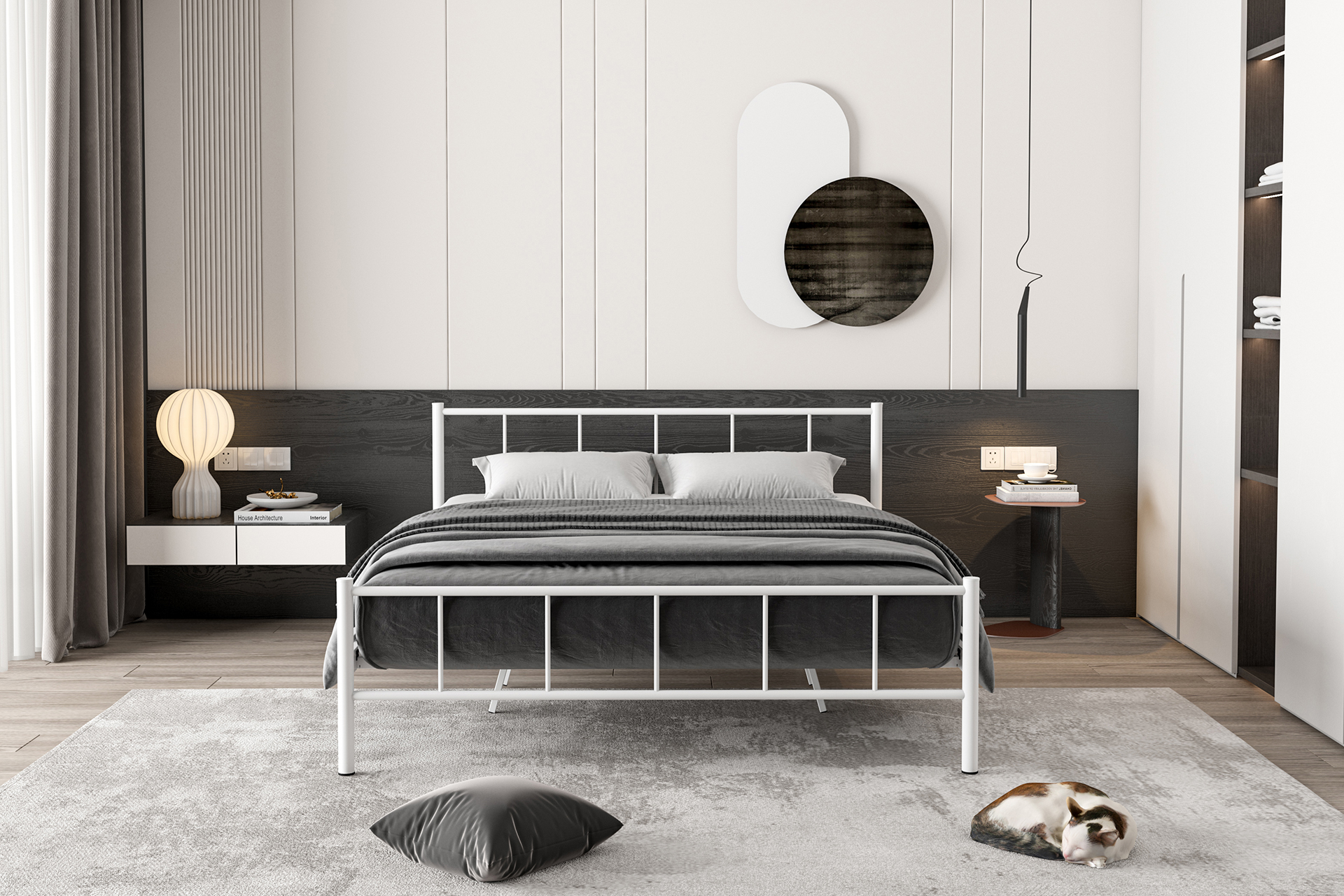 Mira white commercial dormitory bed front view