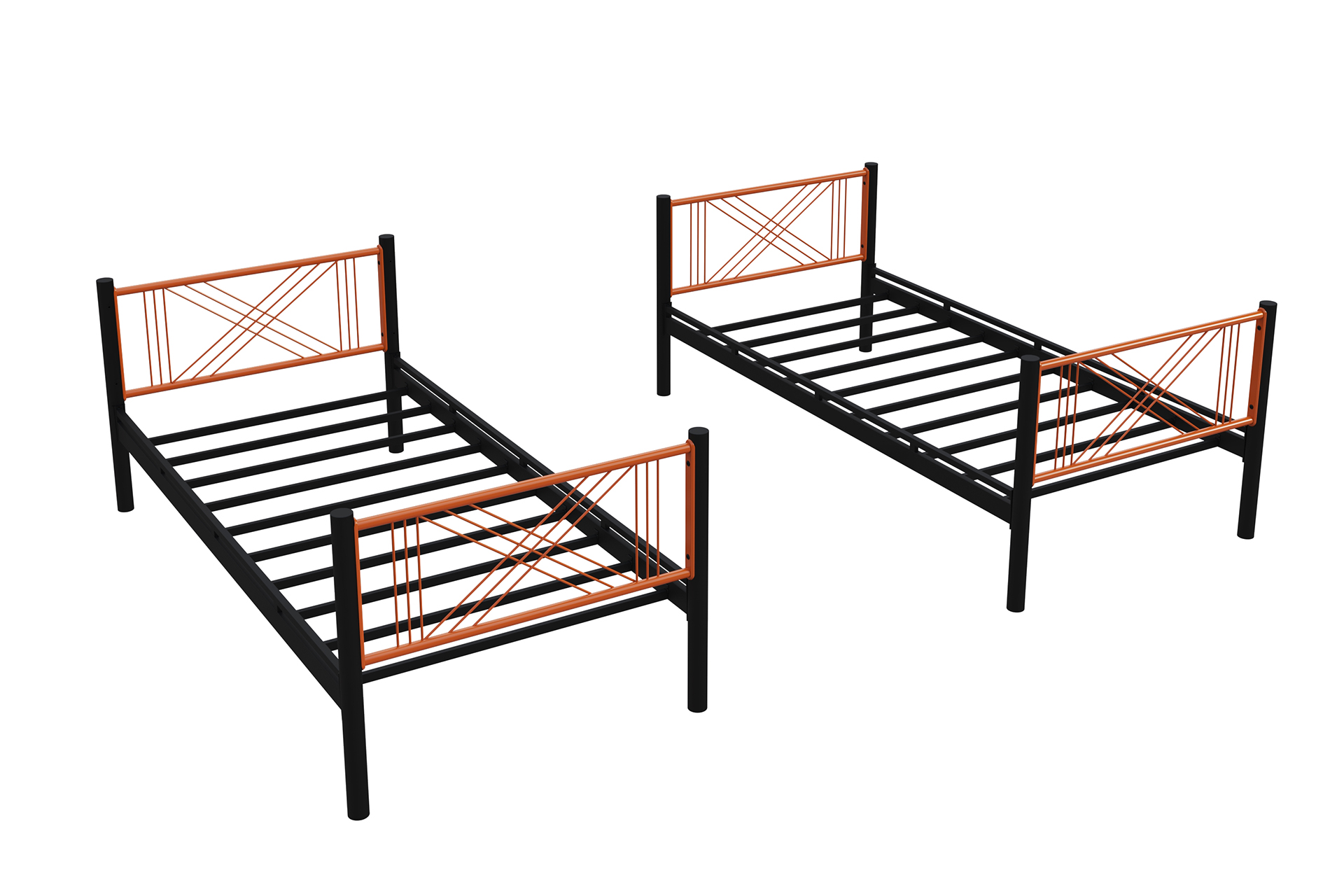 Bare frame structure with angled ladder