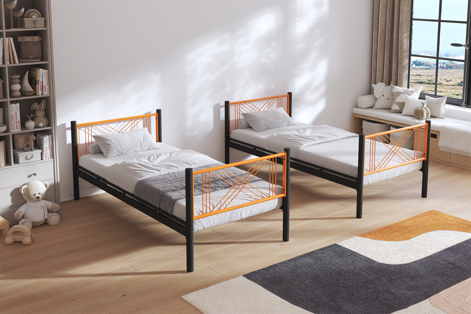 Angled view with mattress