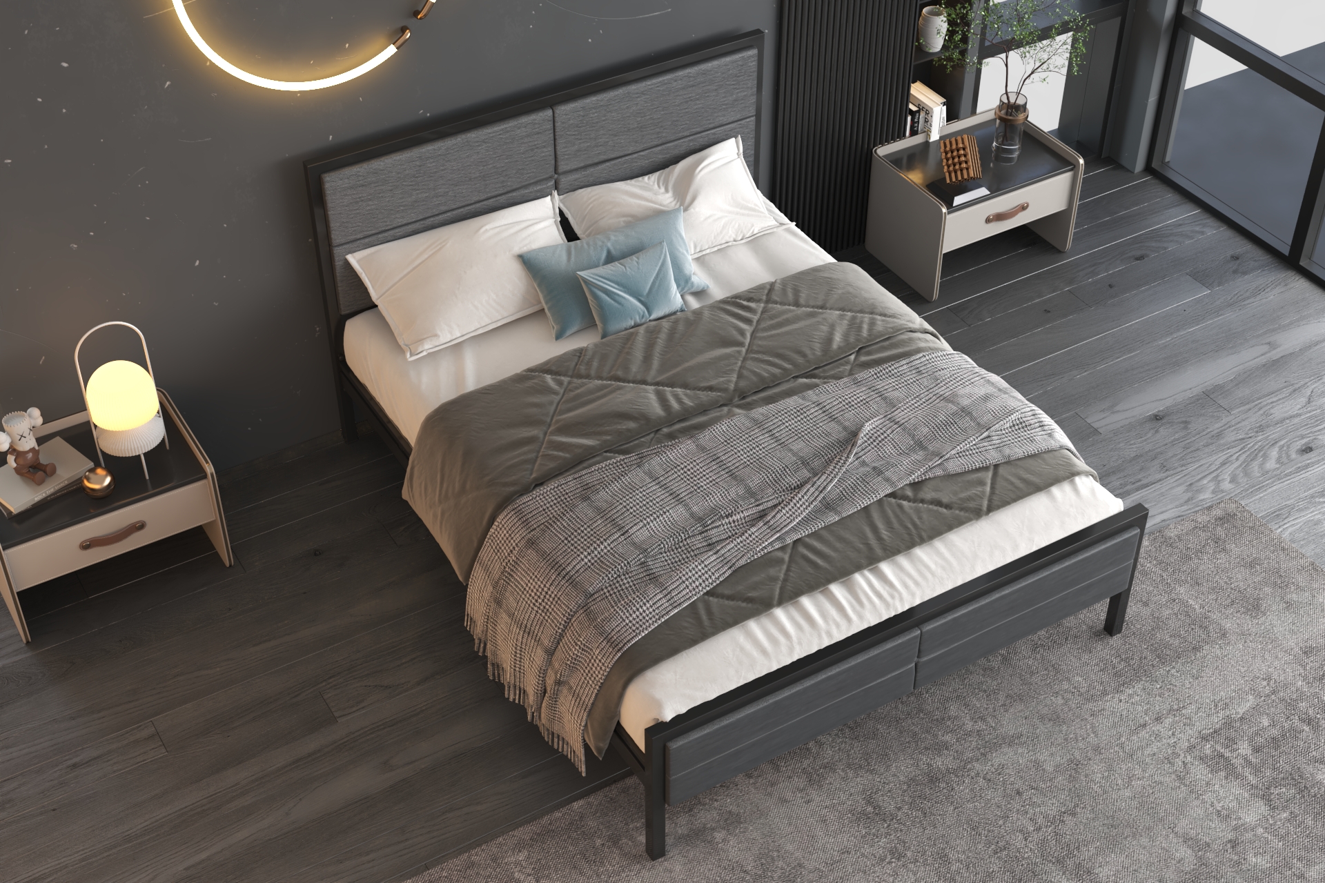 Montana luxury hostel square profile bed top view