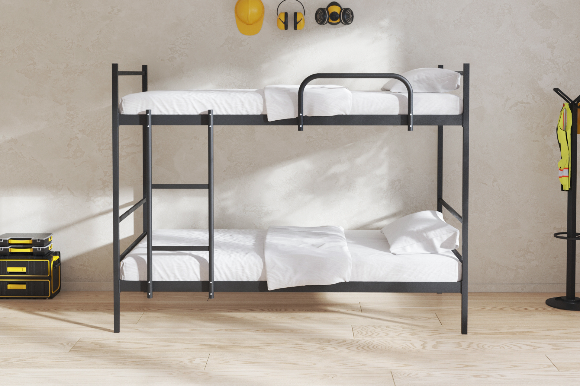 Front facade showing vertical access structure